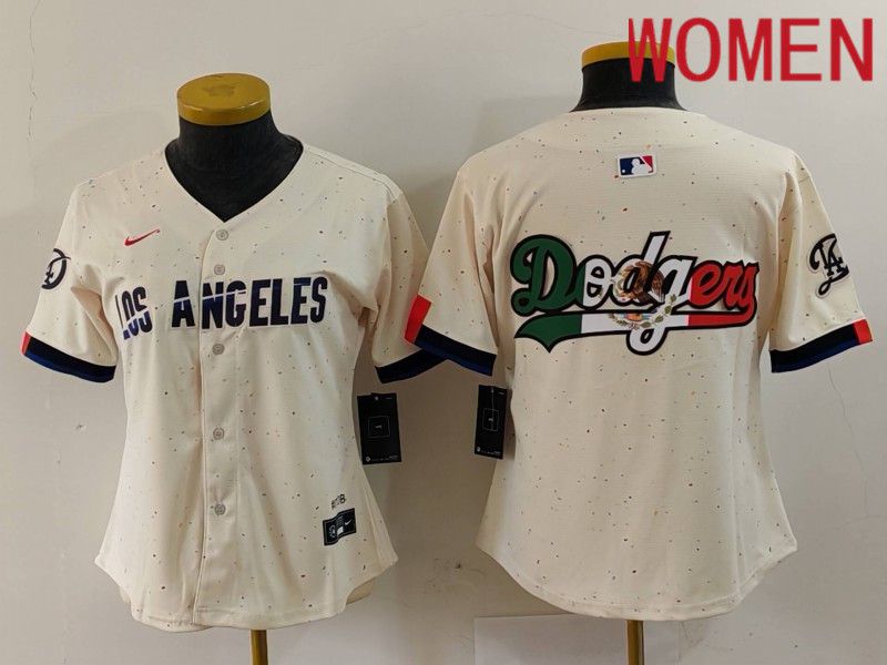 Women Los Angeles Dodgers Blank Cream Fashion Nike Game MLB Jersey style 6295